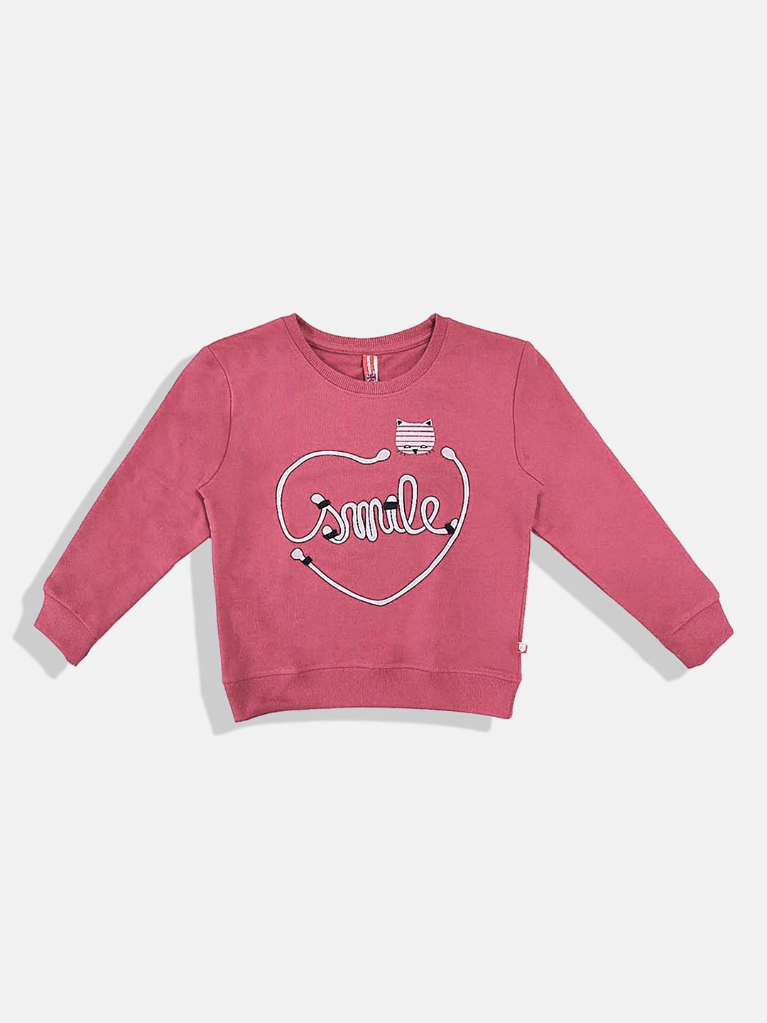 

GAME BEGINS Girls Premium Cotton Typography Printed Sweatshirt, Pink