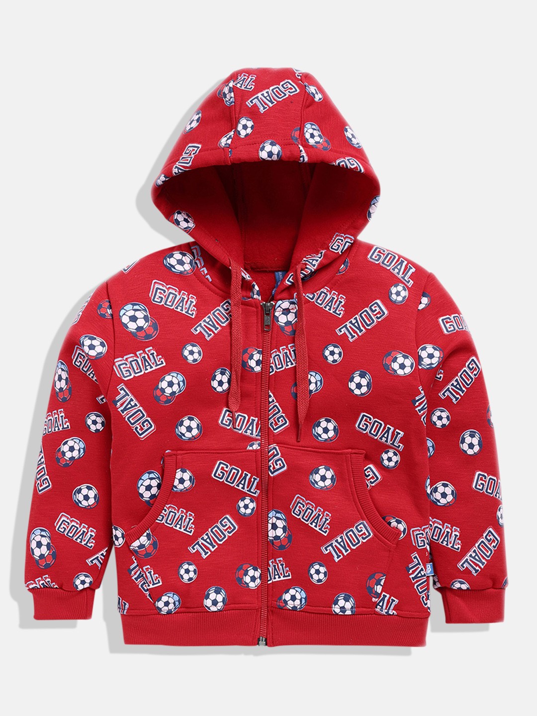 

GAME BEGINS Boys Premium Cotton Conversational Printed Hooded Sweatshirt, Red