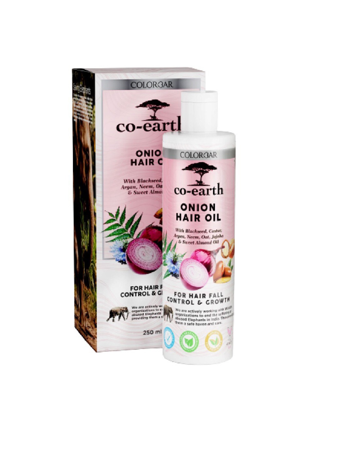 

Colorbar Co-Earth Onion Hair Oil with Argan & Castor Oil for Hair Fall Control - 250ml, Pink
