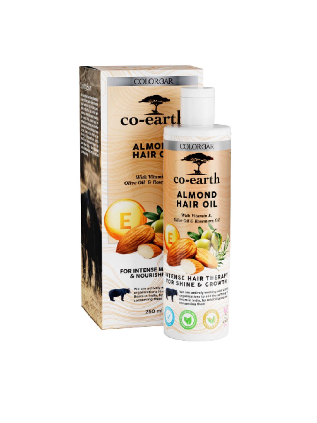 

Colorbar Co-Earth Almond Hair Oil with Vitamin E & Olive Oil for Shine & Growth - 250ml, Beige