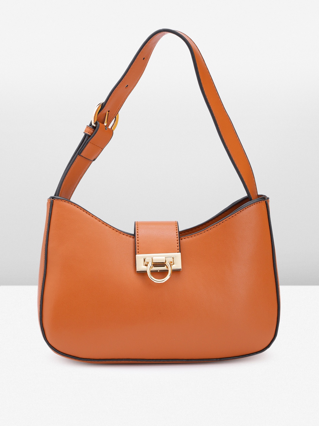 

Mast & Harbour Solid PU Structured Hobo Bag, Tan