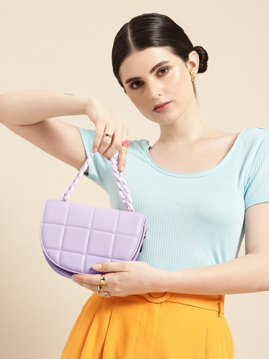 

DressBerry Structured Quilted Sling Bag, Lavender