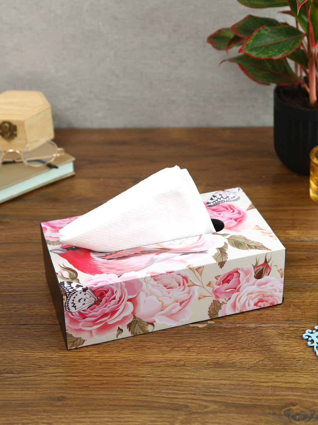 

Reinvention Factory Floral Printed Tissue Holder, Pink