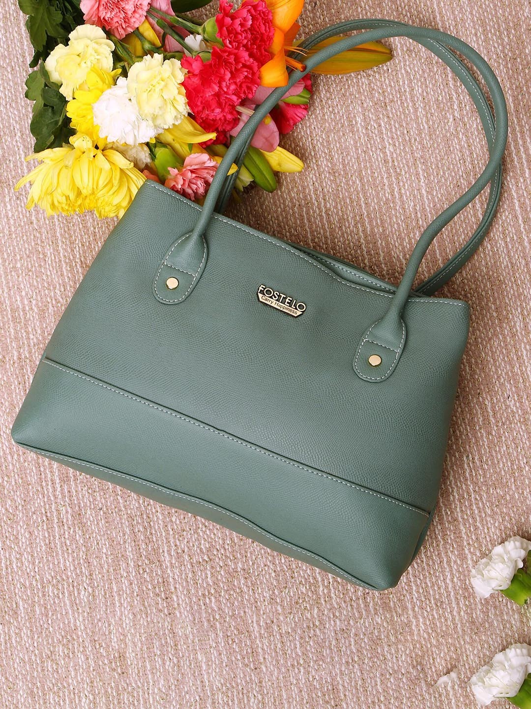 

Fostelo Green Structured Handheld Bag