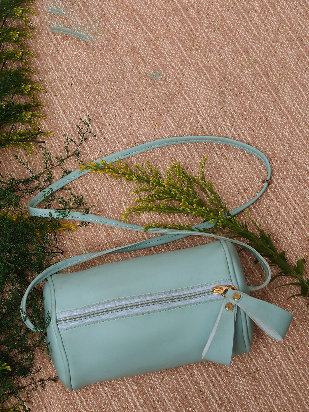 

Fostelo Women Turquoise Blue PU Structured Handheld Bag with Tasselled