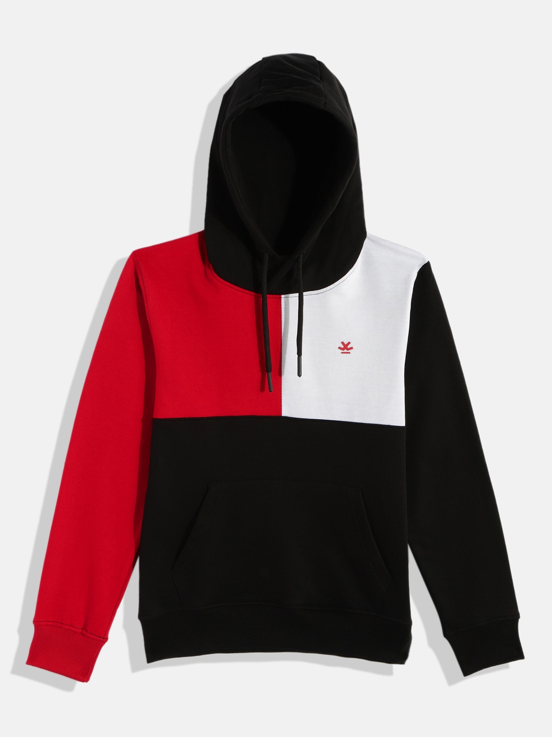 

WROGN YOUTH Boys Black & Red Colourblocked Hooded Sweatshirt