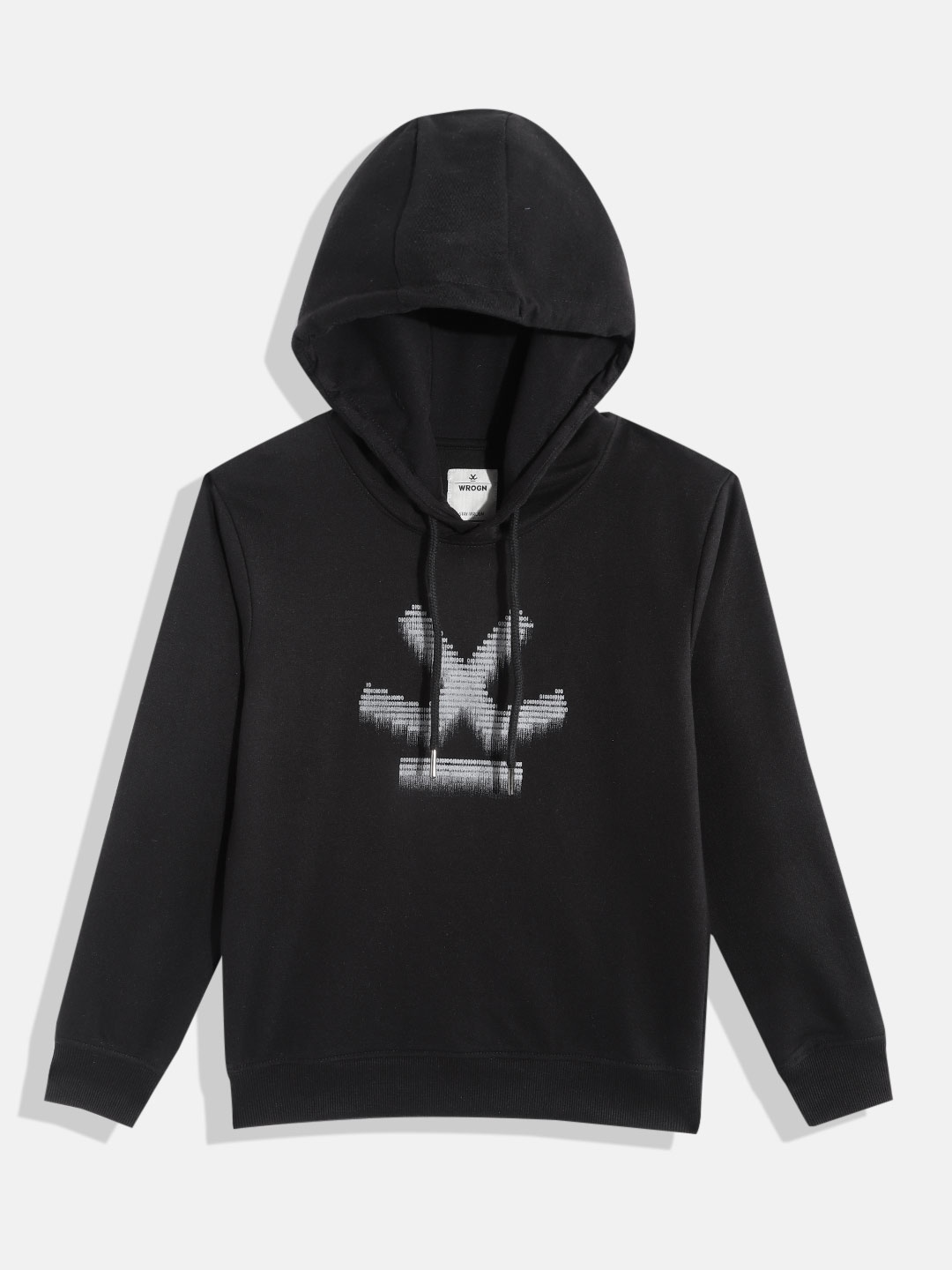 

WROGN YOUTH Boys Brand Logo Printed Hooded Sweatshirt, Black