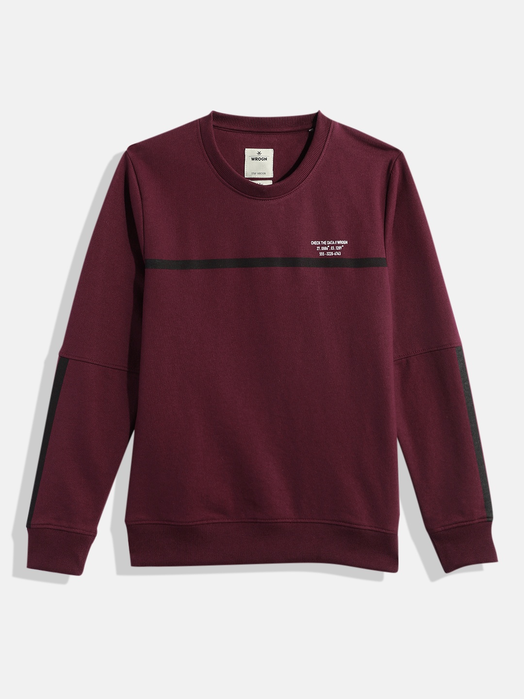 

WROGN YOUTH Boys Maroon Solid Sweatshirt