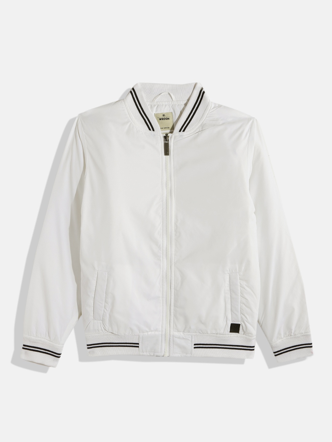 

WROGN YOUTH Boys White Solid Bomber Jacket