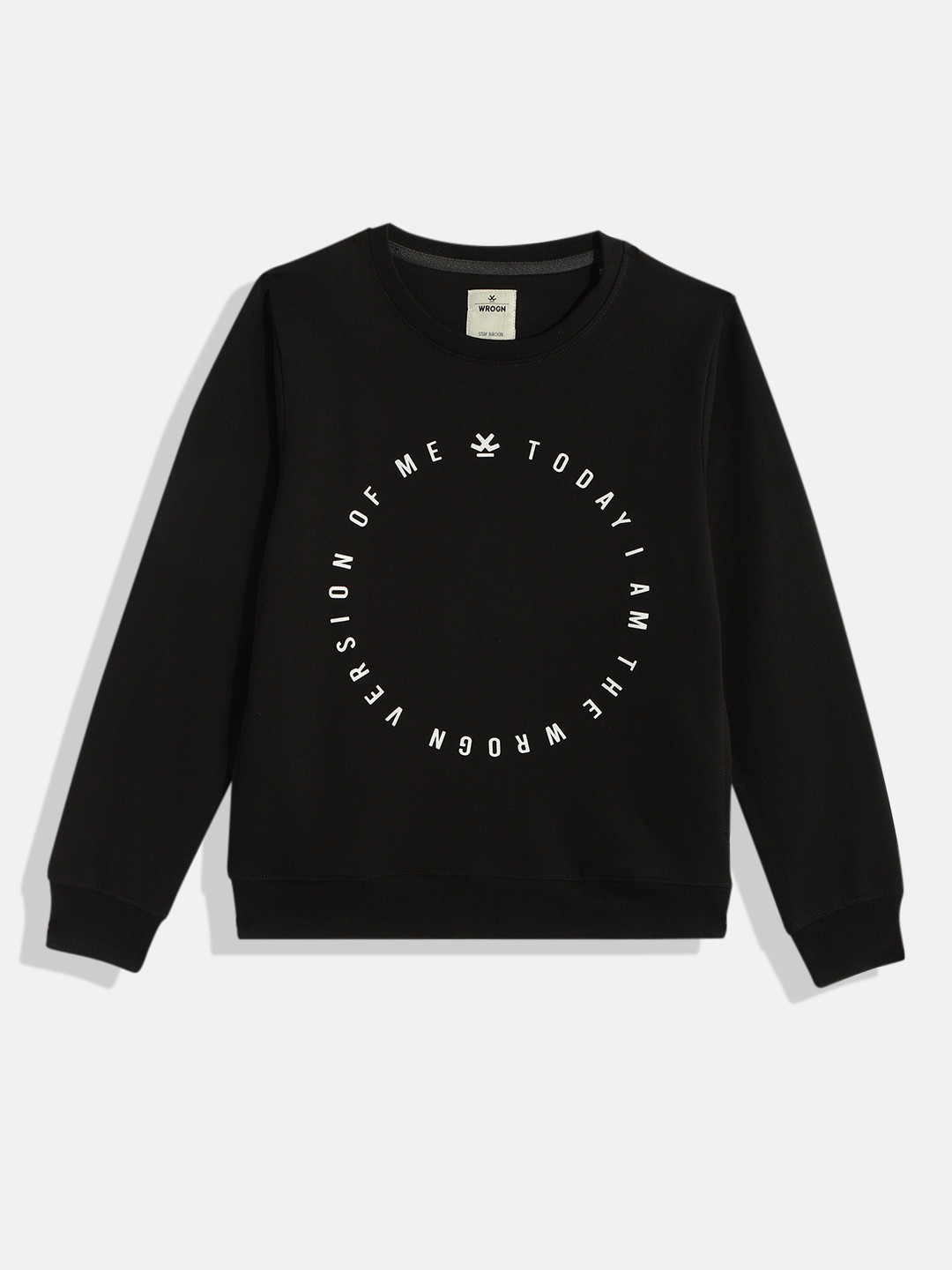 

WROGN YOUTH Boys Black Printed Sweatshirt