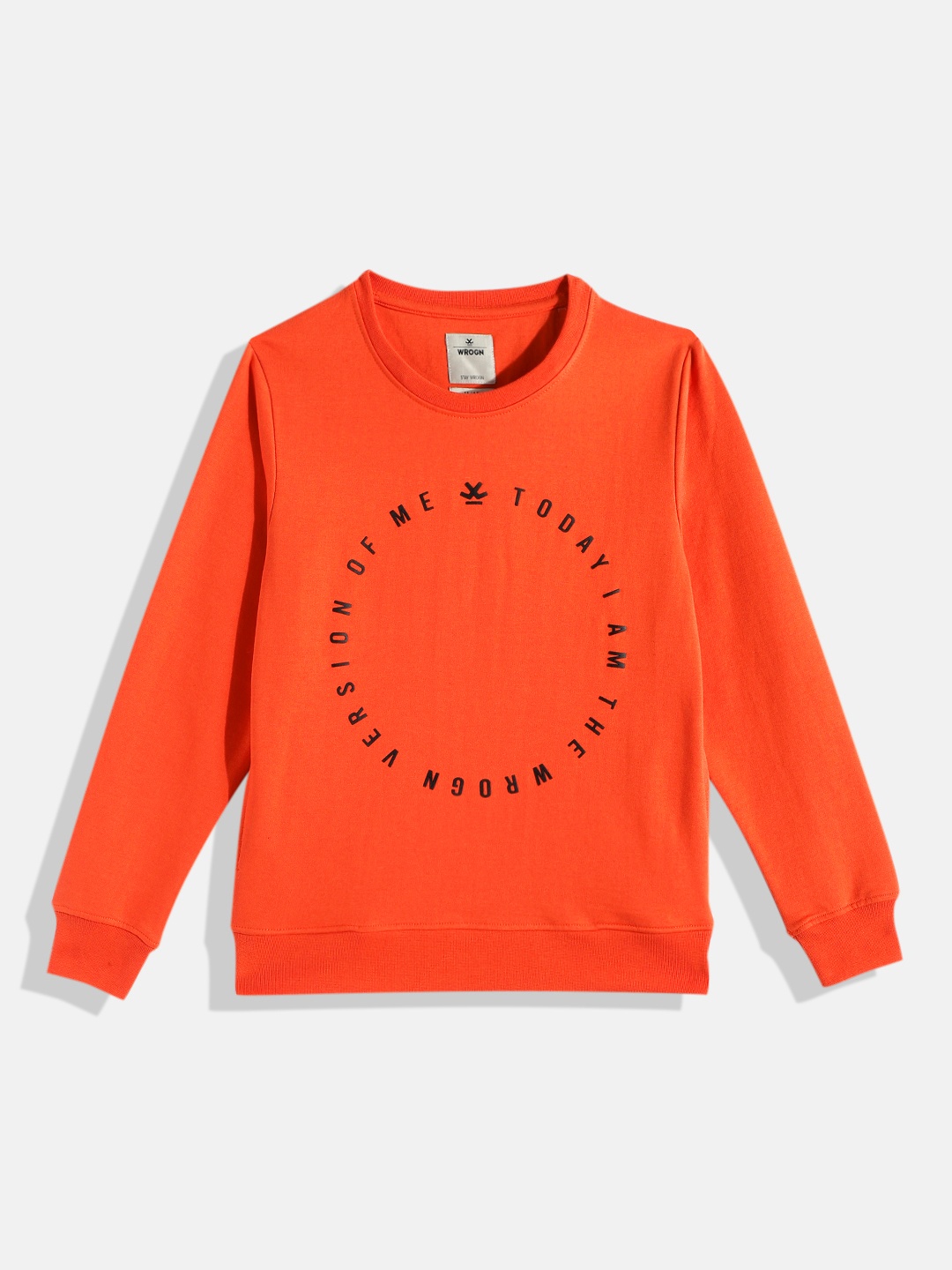 

WROGN YOUTH Boys Orange Printed Sweatshirt