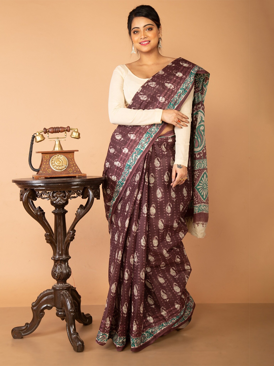 

Unnati Silks Purple & Beige Ethnic Motifs Pure Cotton Kovai Saree