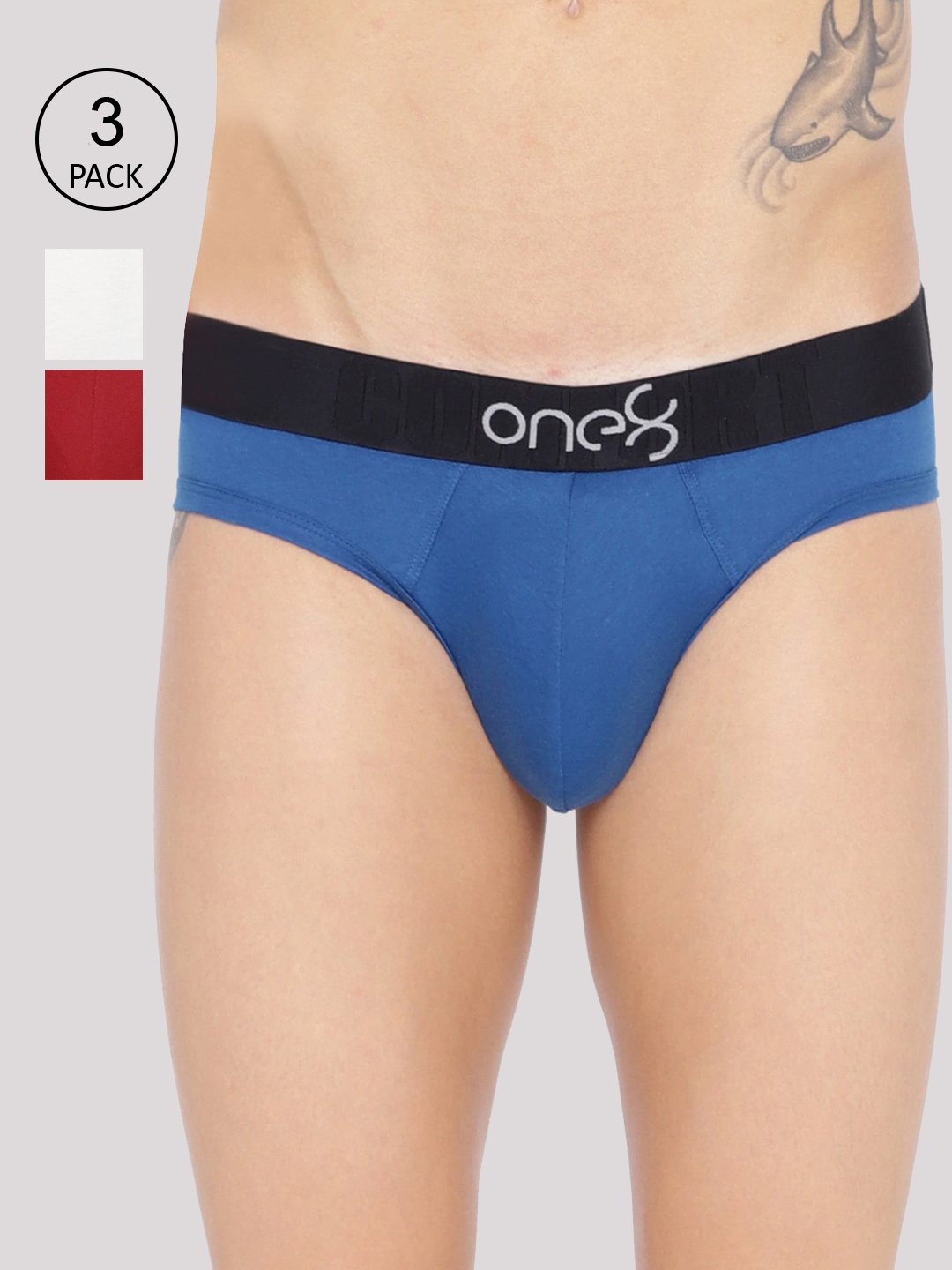 

one8 by Virat Kohli Men Pack Of 3 Solid Basic Briefs, White