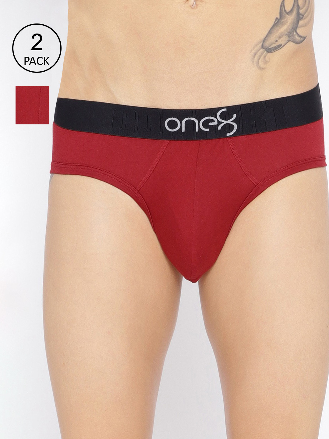 

one8 by Virat Kohli Men Pack Of 2 Maroon Solid Basic Briefs