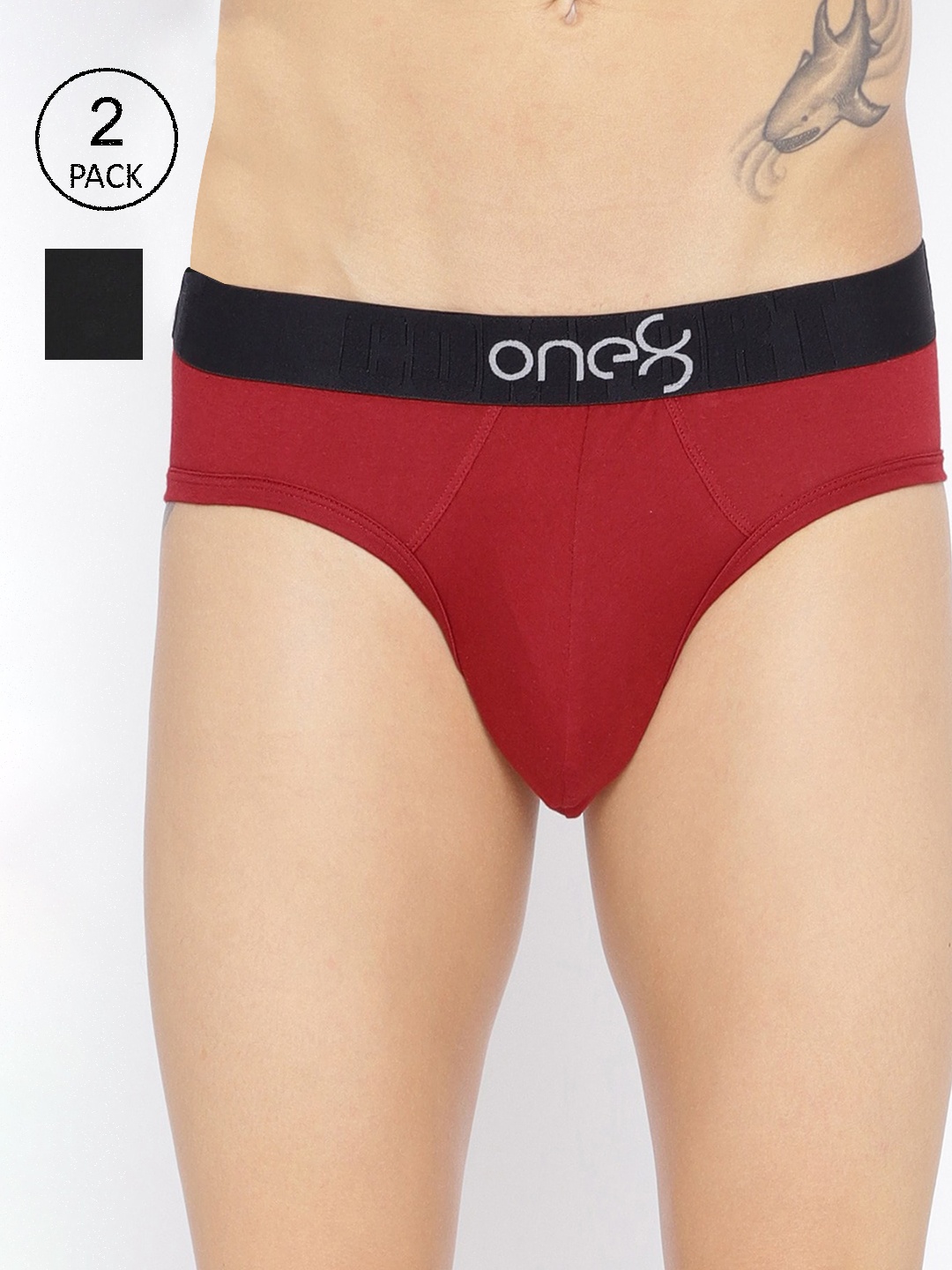 

one8 by Virat Kohli Men Pack Of 2 Solid Basic Briefs, Maroon