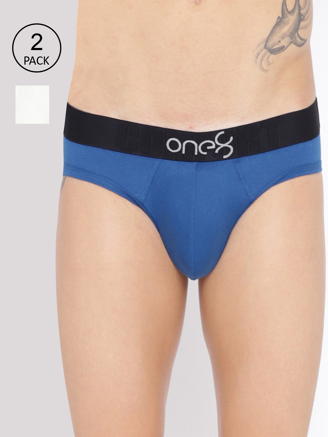 

one8 by Virat Kohli Men Pack Of 2 Solid Basic Briefs, White