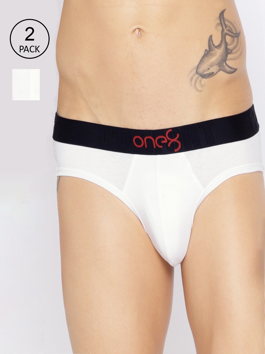 

one8 by Virat Kohli Men Pack Of 2 Solid Basic Briefs, White