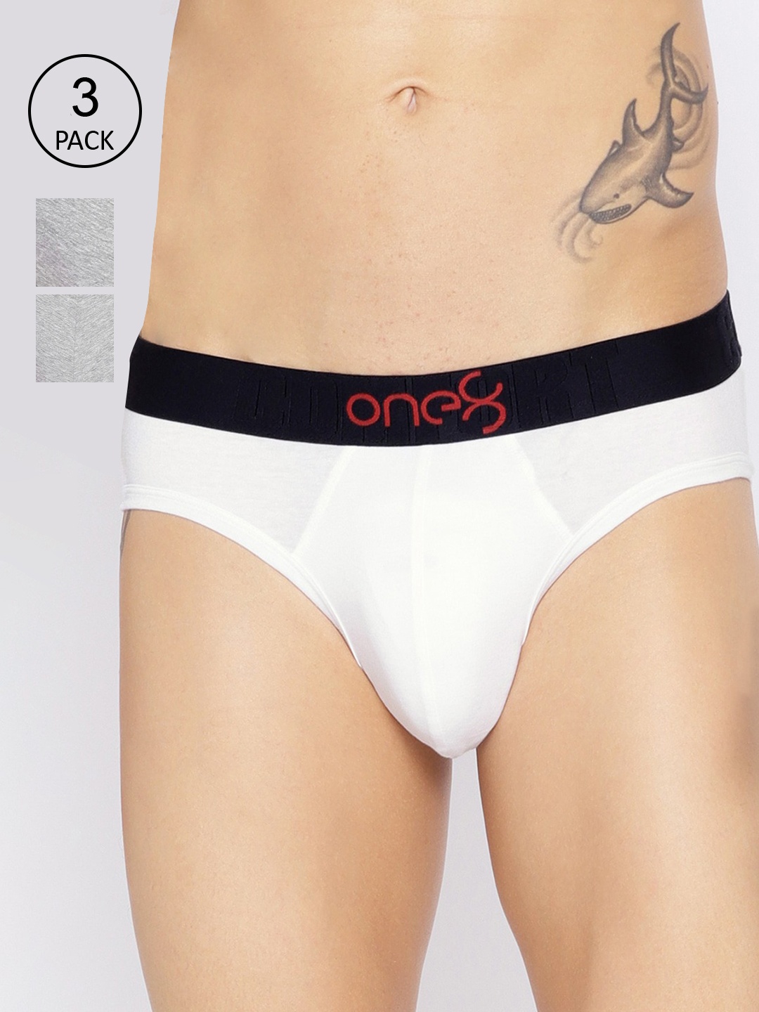 

one8 by Virat Kohli Men Pack Of 3 Solid Basic Briefs, White