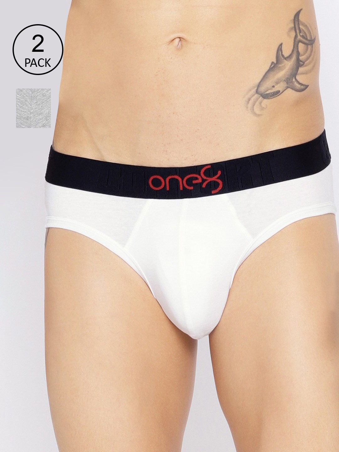 

one8 by Virat Kohli Men Pack Of 2 Solid Basic Briefs, White