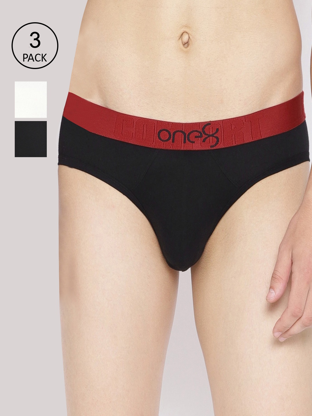 

one8 by Virat Kohli Men Pack Of 3 Solid Basic Briefs, White