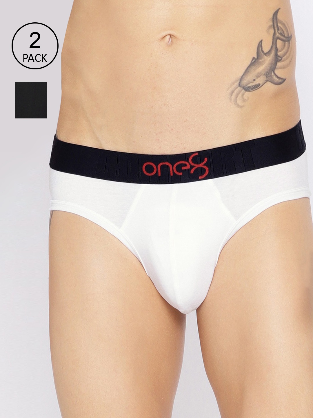 

one8 by Virat Kohli Men Pack Of 2 White & Black Solid Basic Briefs 104-PO2