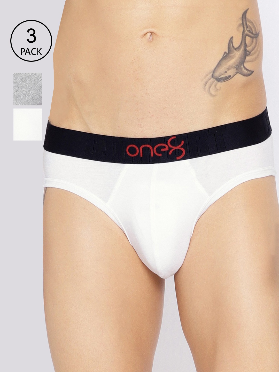 

one8 by Virat Kohli Men Pack Of 3 Solid Low-Rise Basic Briefs 104-PO3, White