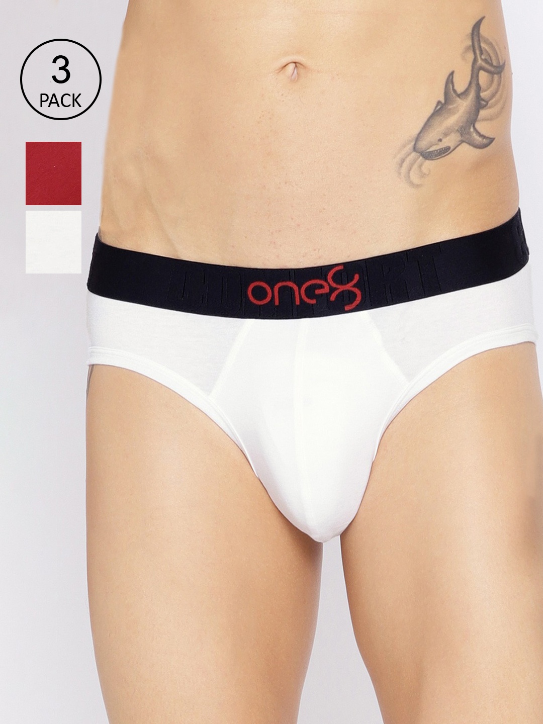 

one8 by Virat Kohli Men Pack Of 3 Solid Basic Briefs, White