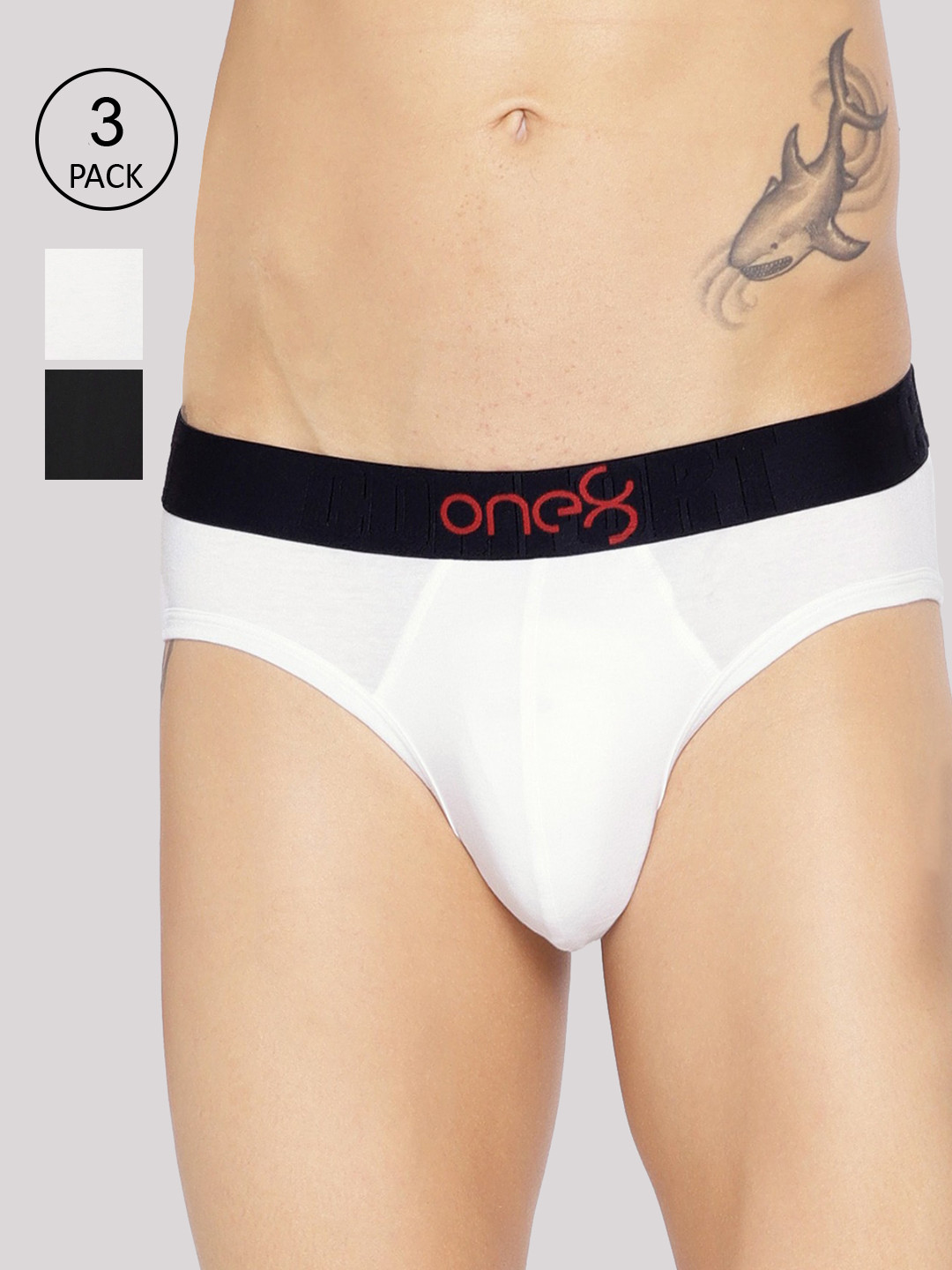 

one8 by Virat Kohli Men Pack Of 3 Black & White Anti-bacterial Solid Briefs 104-PO3