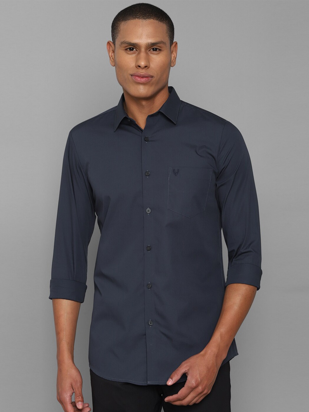 

Allen Solly Men Navy Blue Slim Fit Pure Cotton Casual Shirt