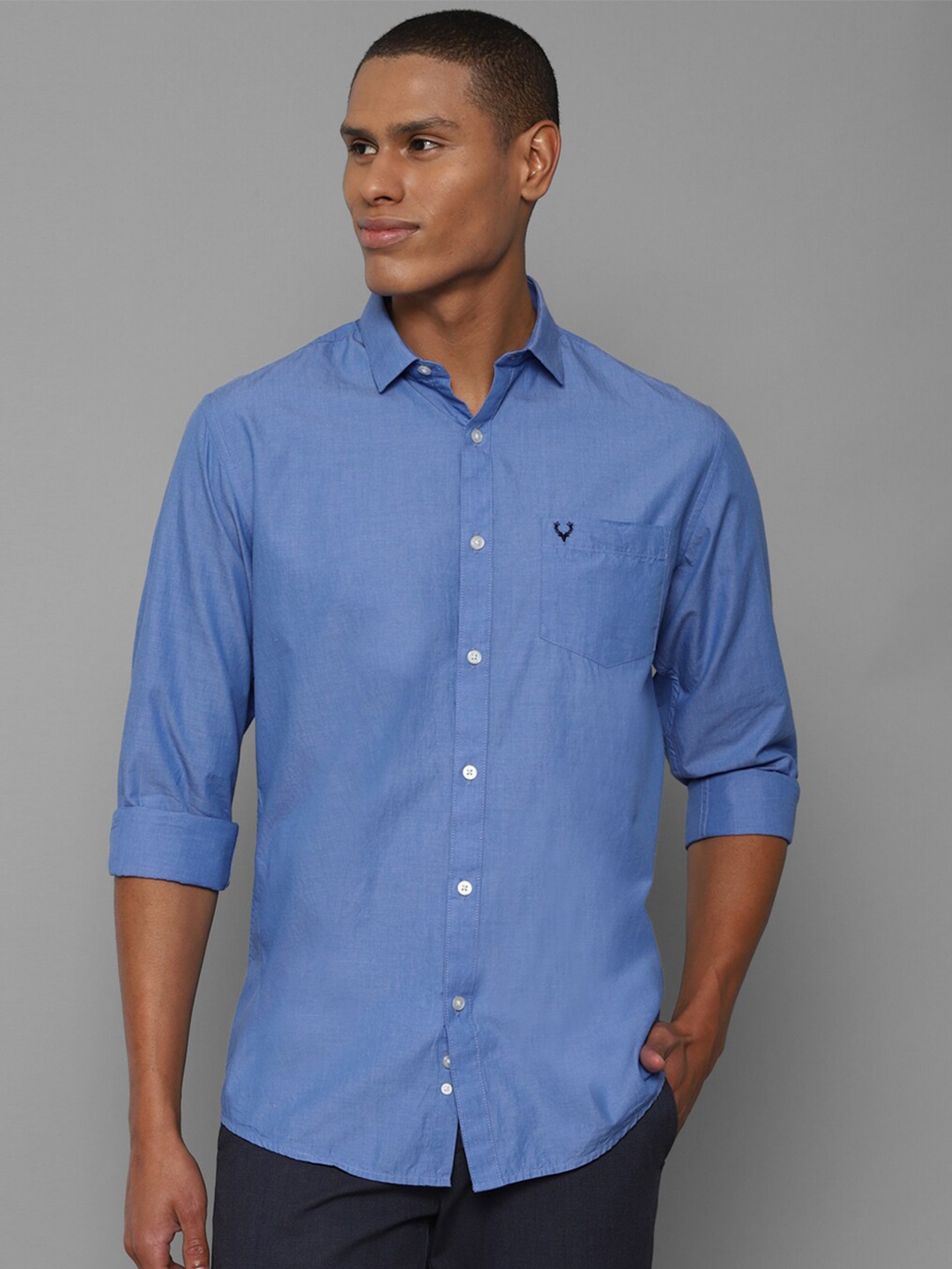 

Allen Solly Men Blue Slim Fit Pure Cotton Casual Shirt
