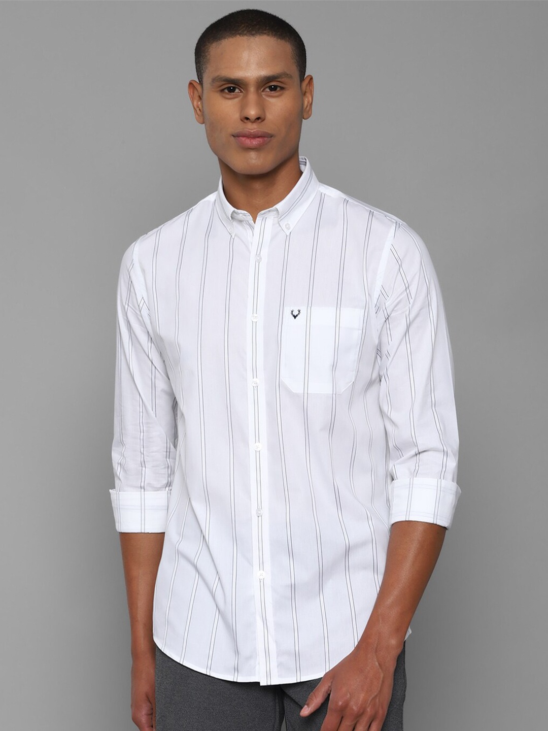

Allen Solly Men White Striped Slim Fit Cotton Casual Shirt