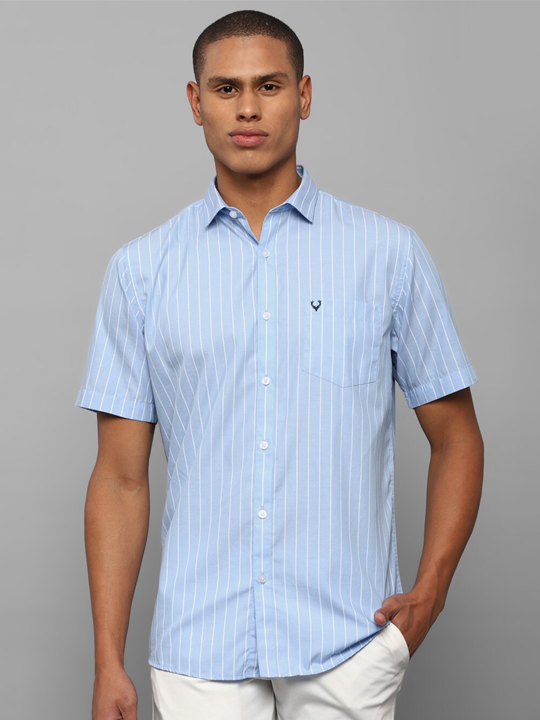 

Allen Solly Men Blue Striped Slim Fit Cotton Casual Shirt