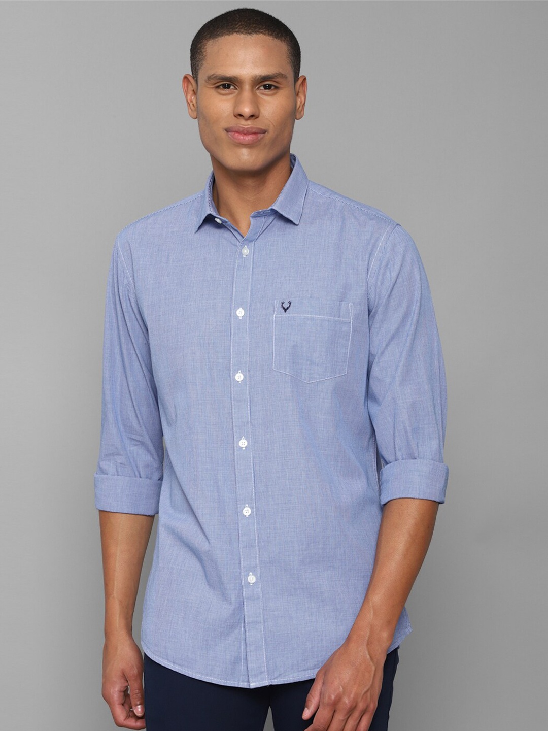 

Allen Solly Men Blue Slim Fit Solid Pure Cotton Casual Shirt