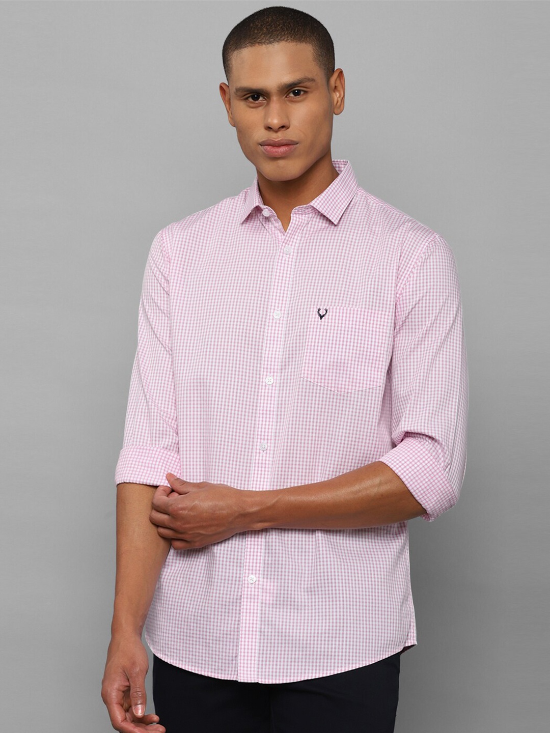 

Allen Solly Men Pink Slim Fit Micro Checked Casual Cotton Shirt