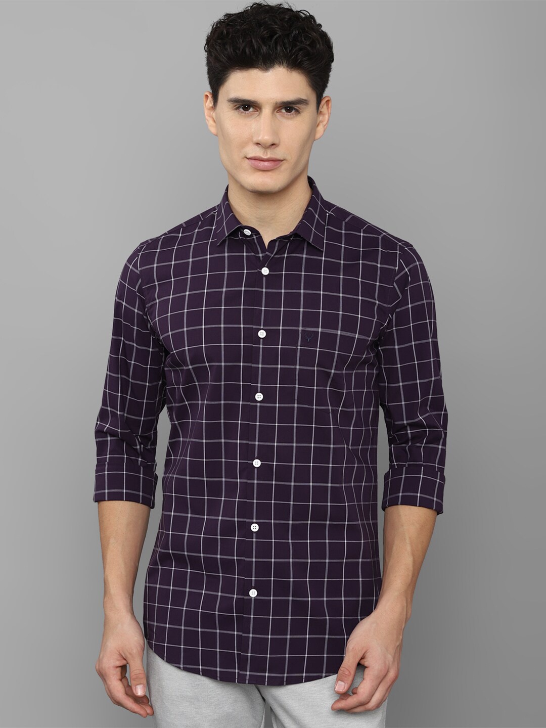 

Allen Solly Men Navy Blue Slim Fit Grid Tattersall Checked Casual Shirt