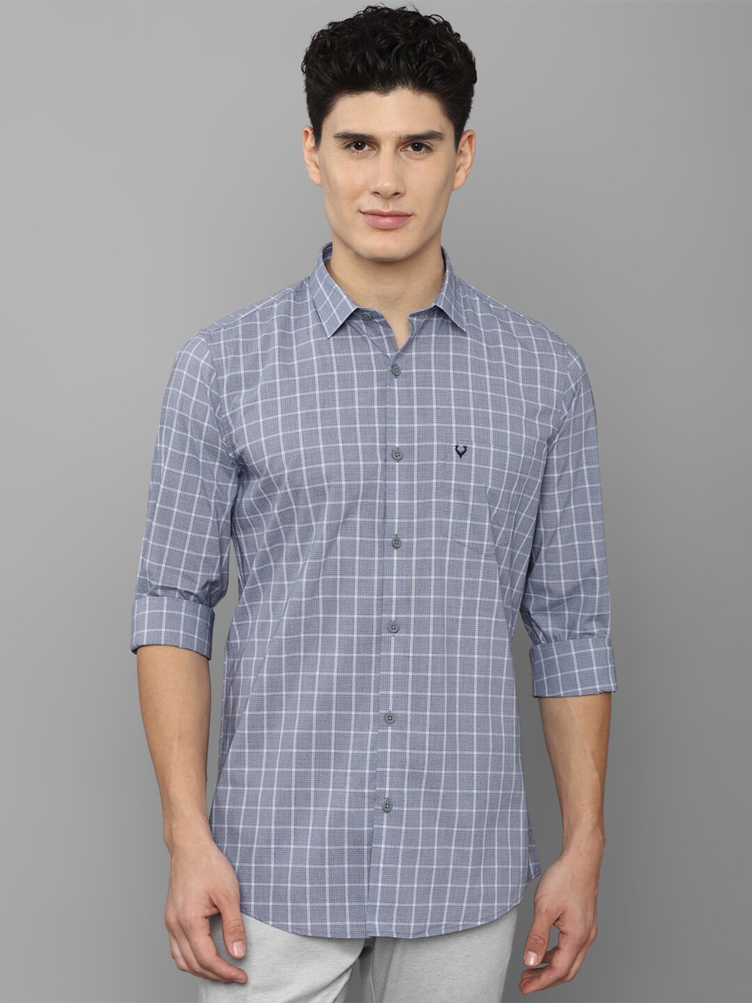 

Allen Solly Men Blue Slim Fit Grid Tattersall Checked Casual Shirt