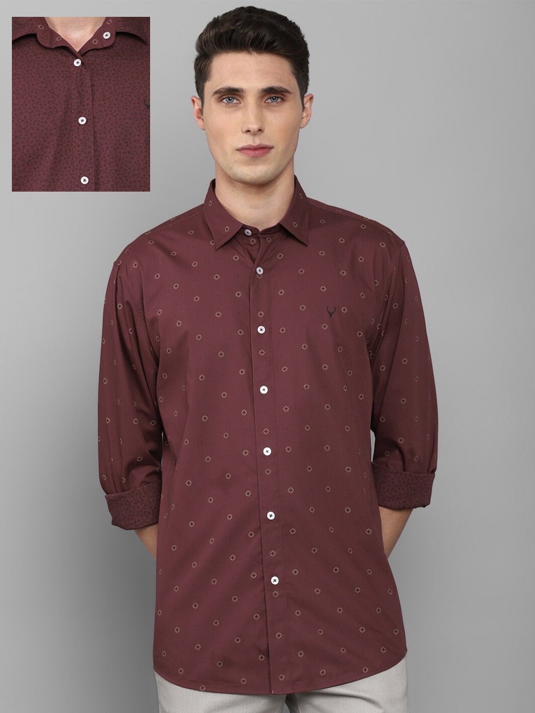 

Allen Solly Men Maroon Slim Fit Printed Casual Shirt