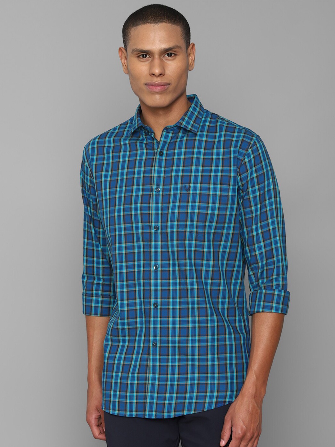 

Allen Solly Men Blue Slim Fit Tartan Checks Pure Cotton Cotton Casual Shirt