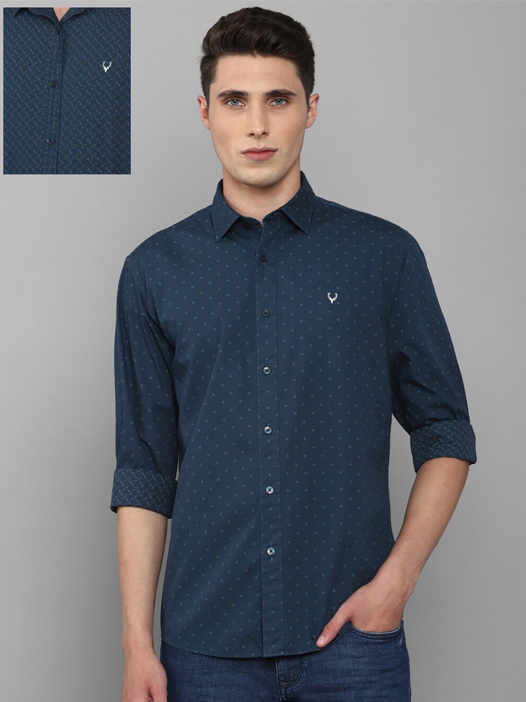 

Allen Solly Men Blue Printed Slim Fit Cotton Casual Shirt