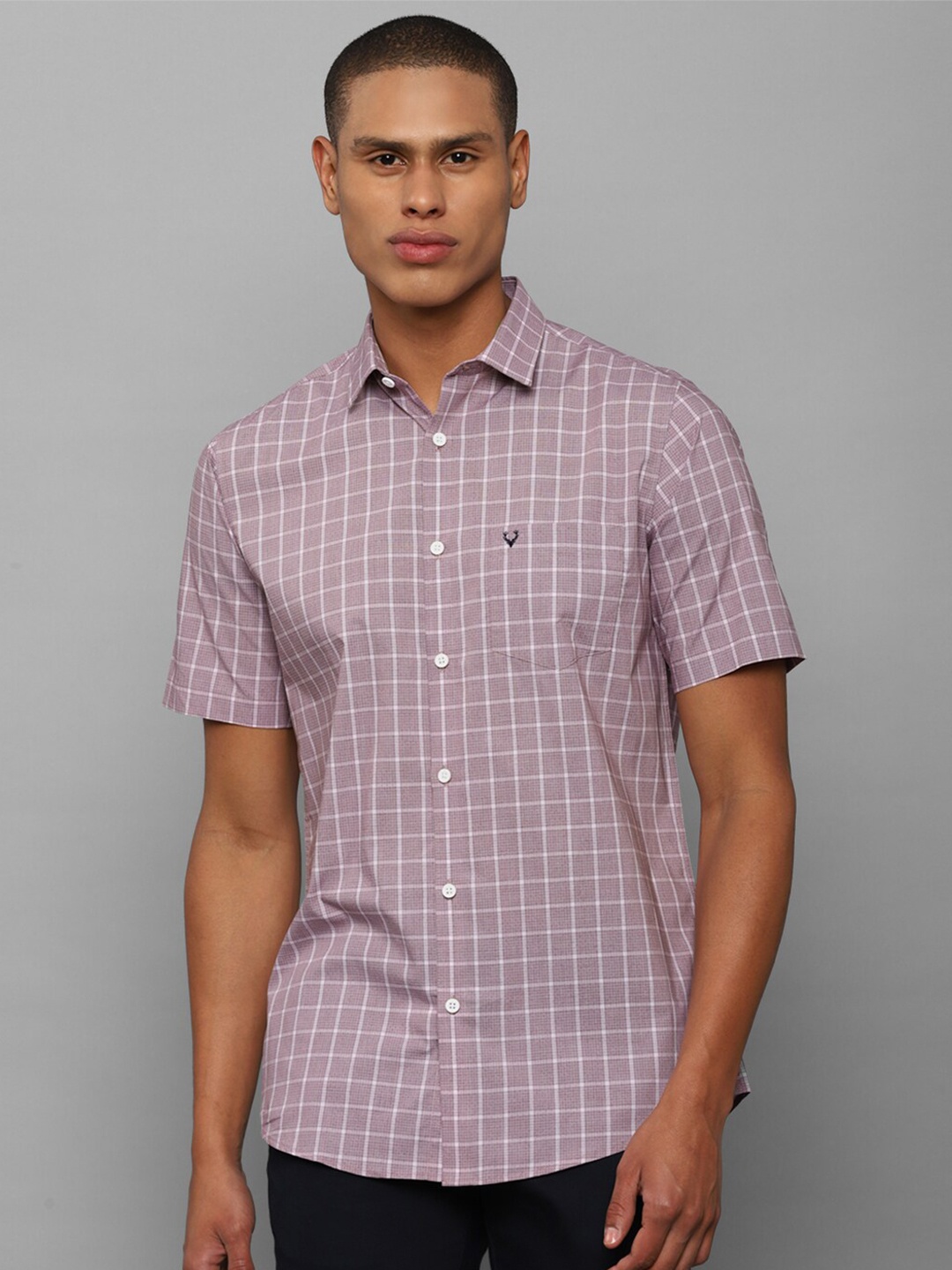 

Allen Solly Men Purple Slim Fit Checked Cotton Casual Shirt