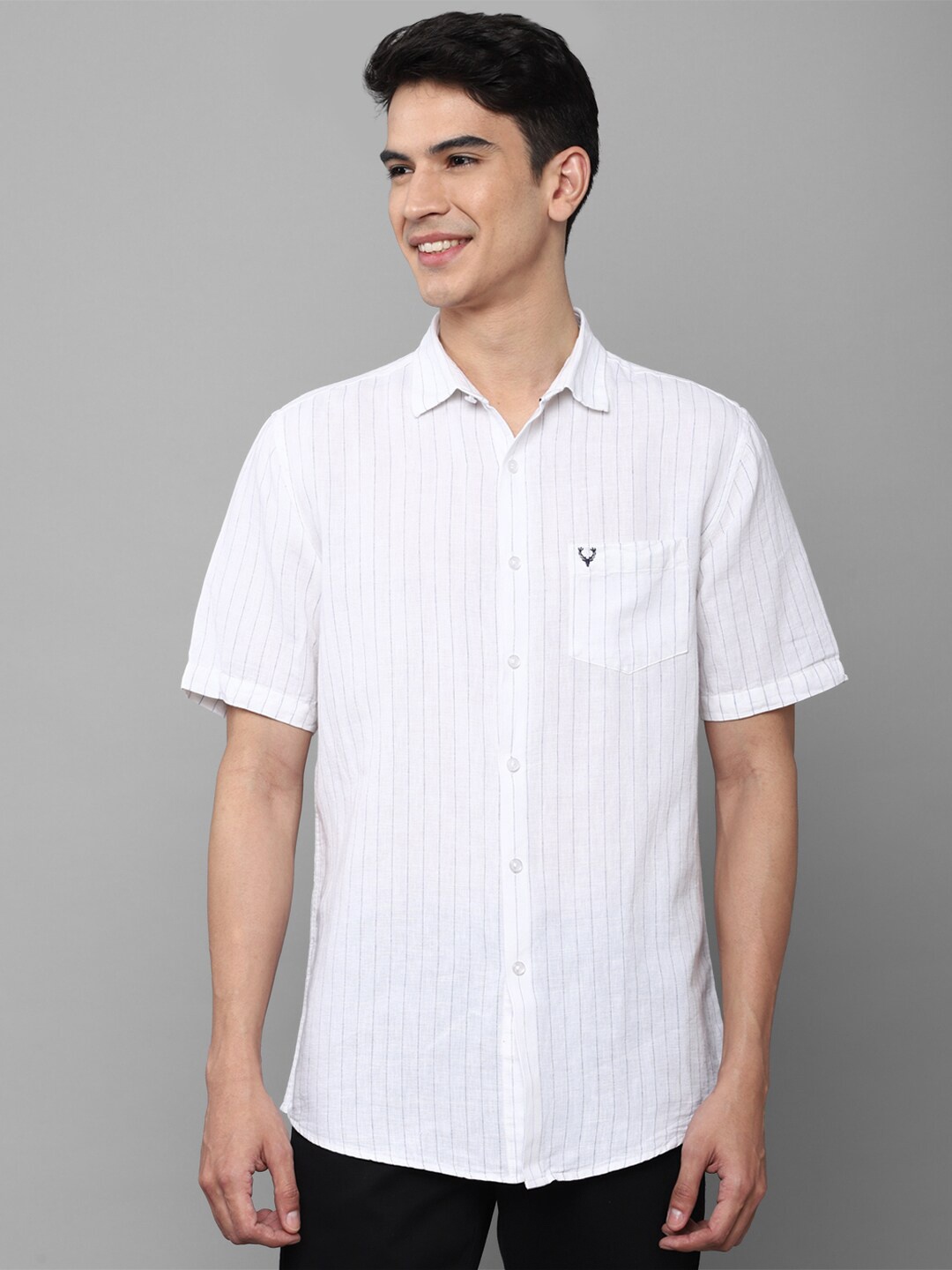 

Allen Solly Men White Slim Fit Striped Casual Shirt