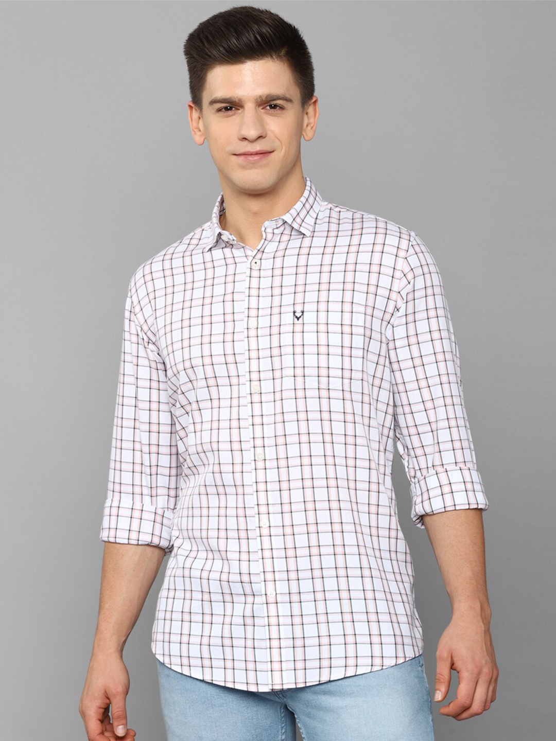

Allen Solly Men White Grid Tattersall Checks Slim Fit Pure Cotton Casual Shirt