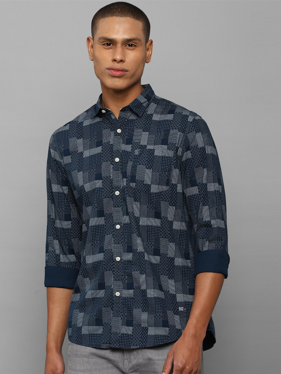 

Allen Solly Sport Men Blue Printed Casual Cotton Shirt