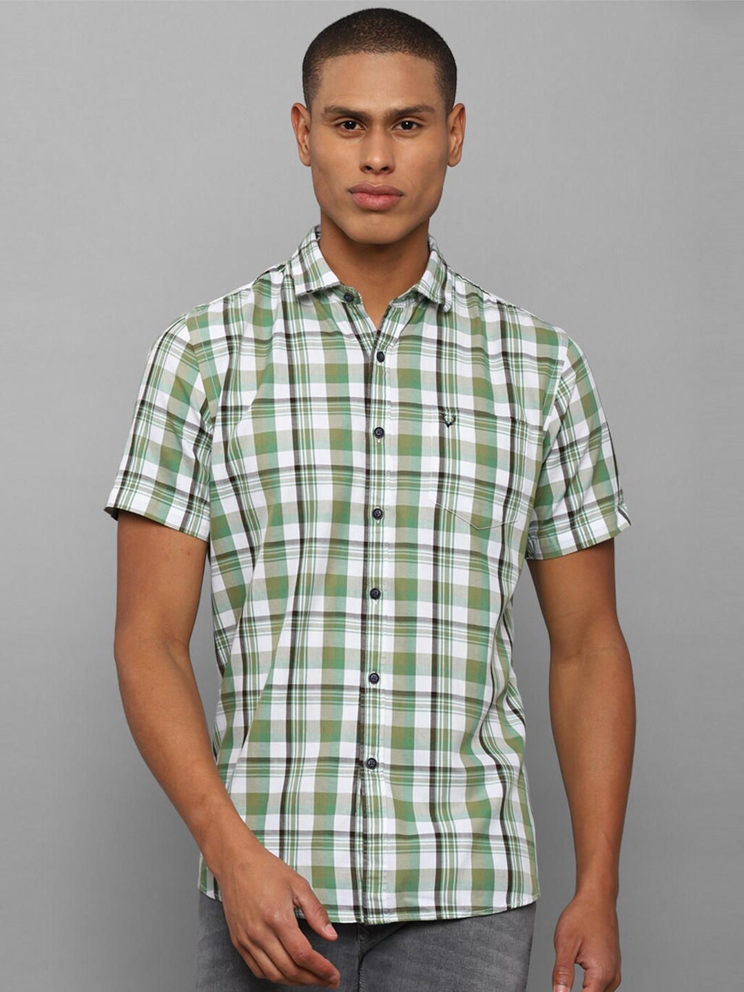 

Allen Solly Sport Men White Checked Casual Cotton Shirt