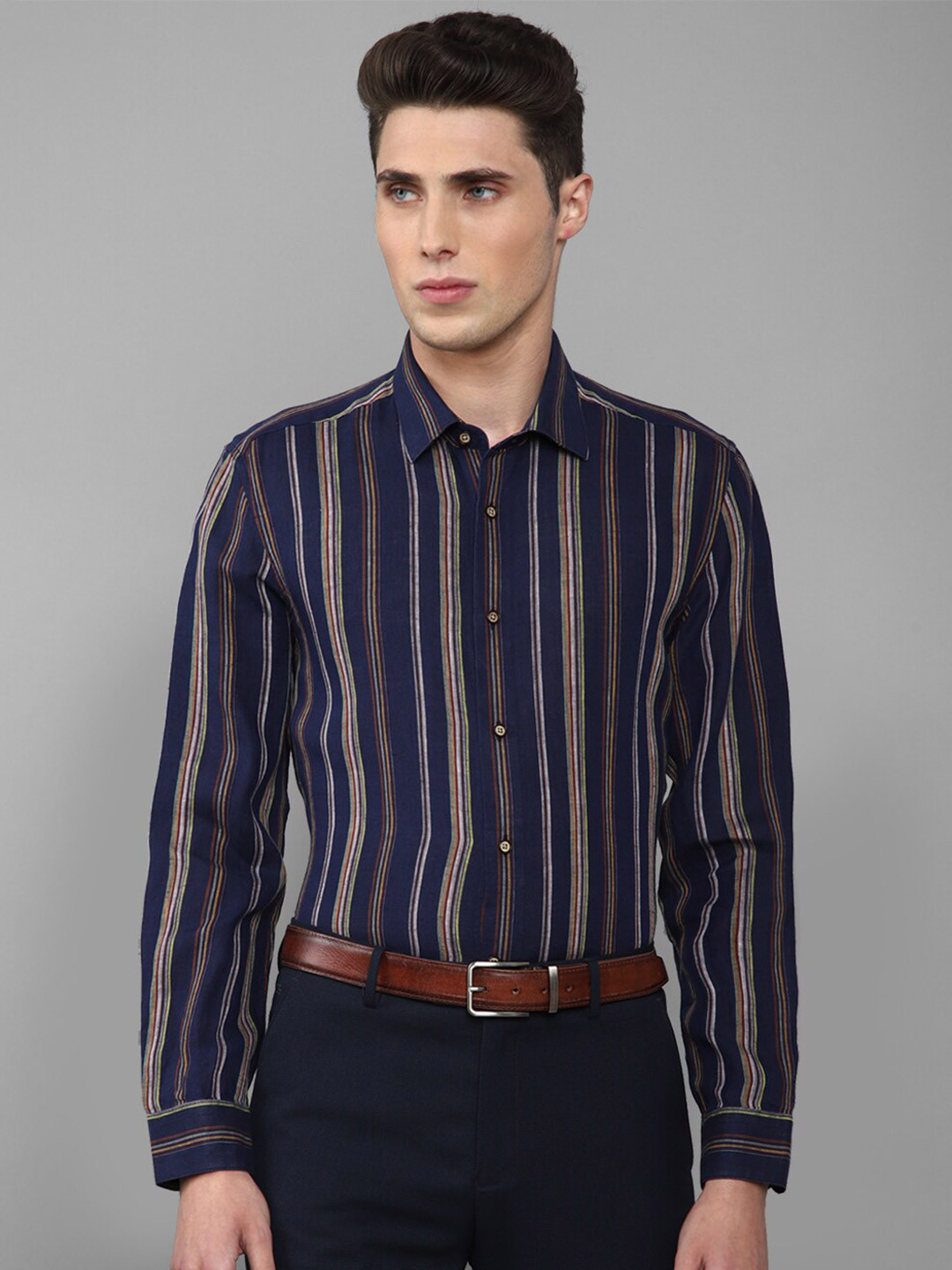 

Luxure by Louis Philippe Men Multicoloured Slim Fit Striped Formal Shirt, Multi