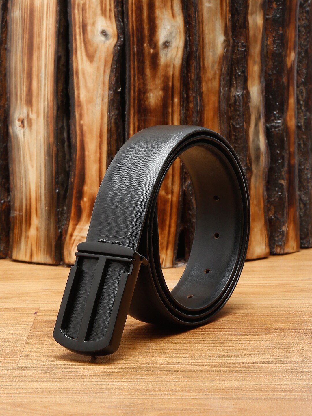 

LOUIS STITCH Men Black Leather Formal Belt
