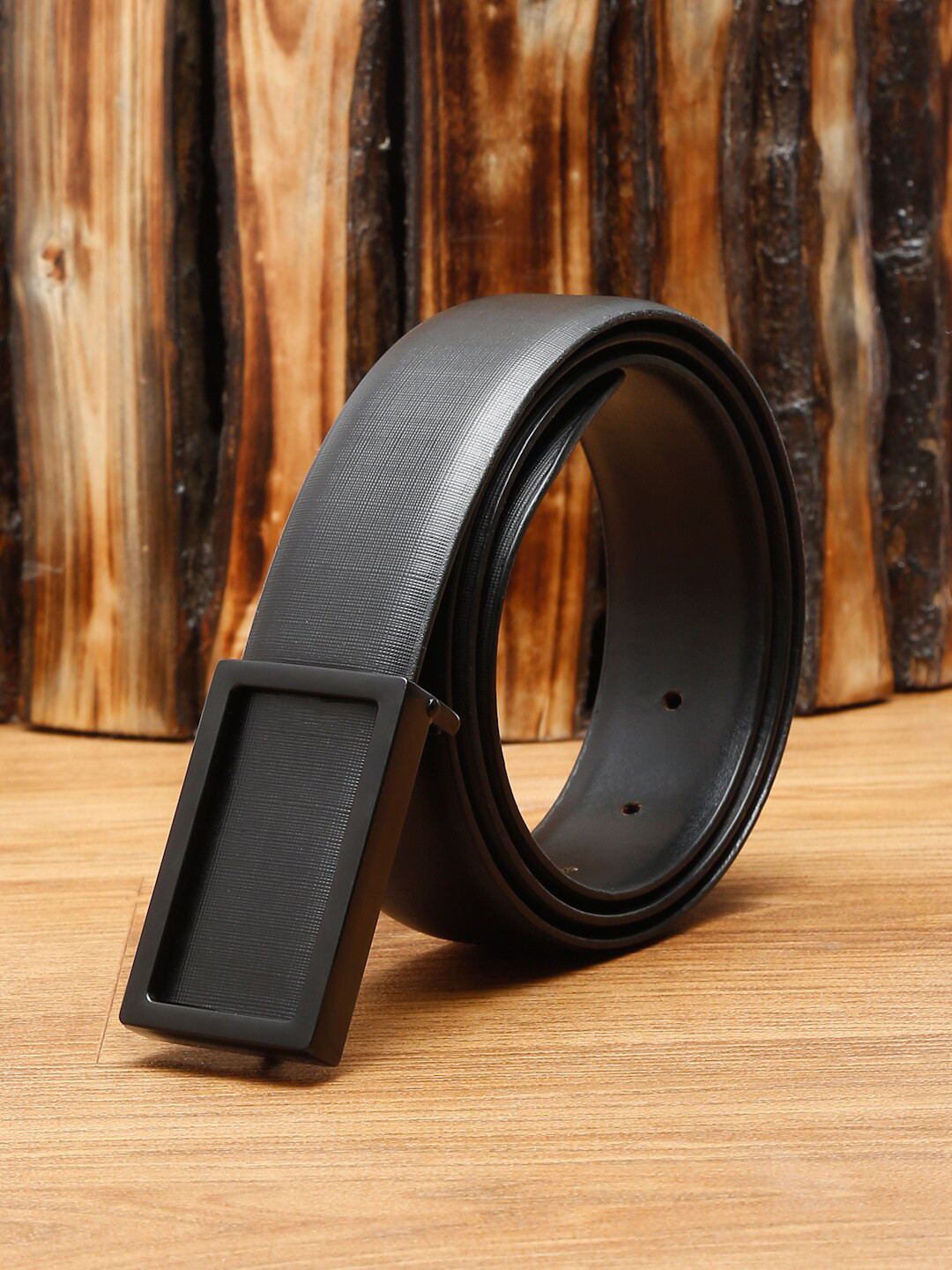 

LOUIS STITCH Men Black Leather Formal Belt