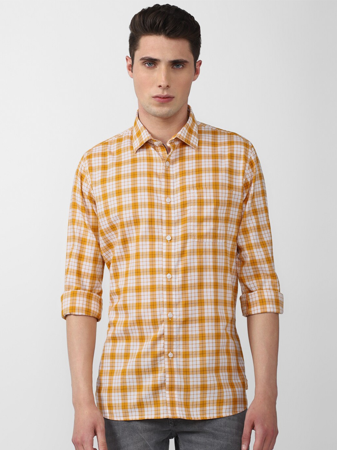 

Van Heusen Sport Men Orange Slim Fit Checked Casual Shirt