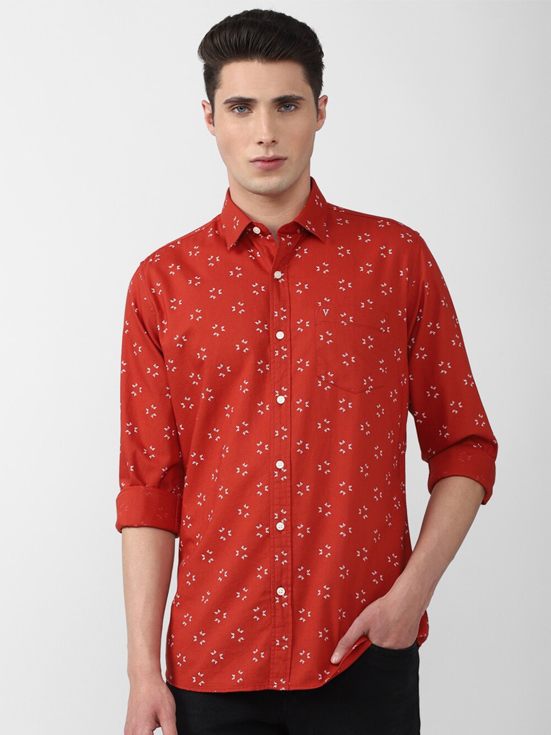 

Van Heusen Sport Men Red Slim Fit Printed Casual Shirt