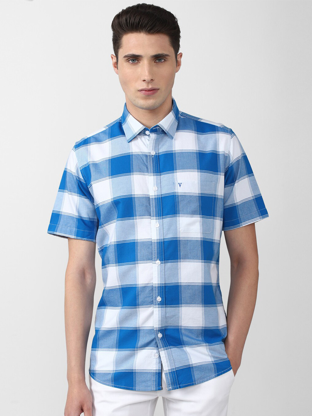 

Van Heusen Sport Men Blue Slim Fit Gingham Checks Checked Casual Shirt
